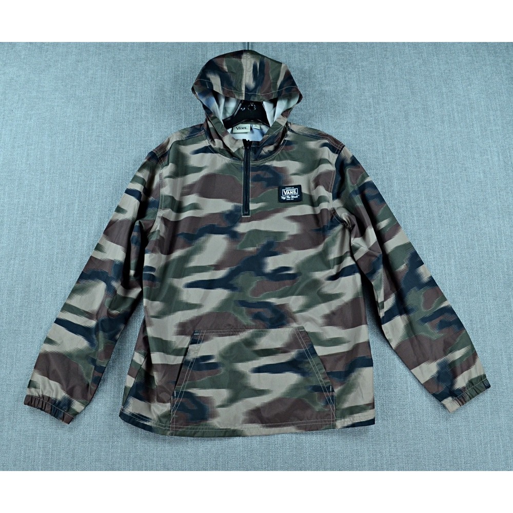 Vans Hoodie Youth XL Camouflage 1/4 Zip Windbreaker Jacket Pullover Pockets
